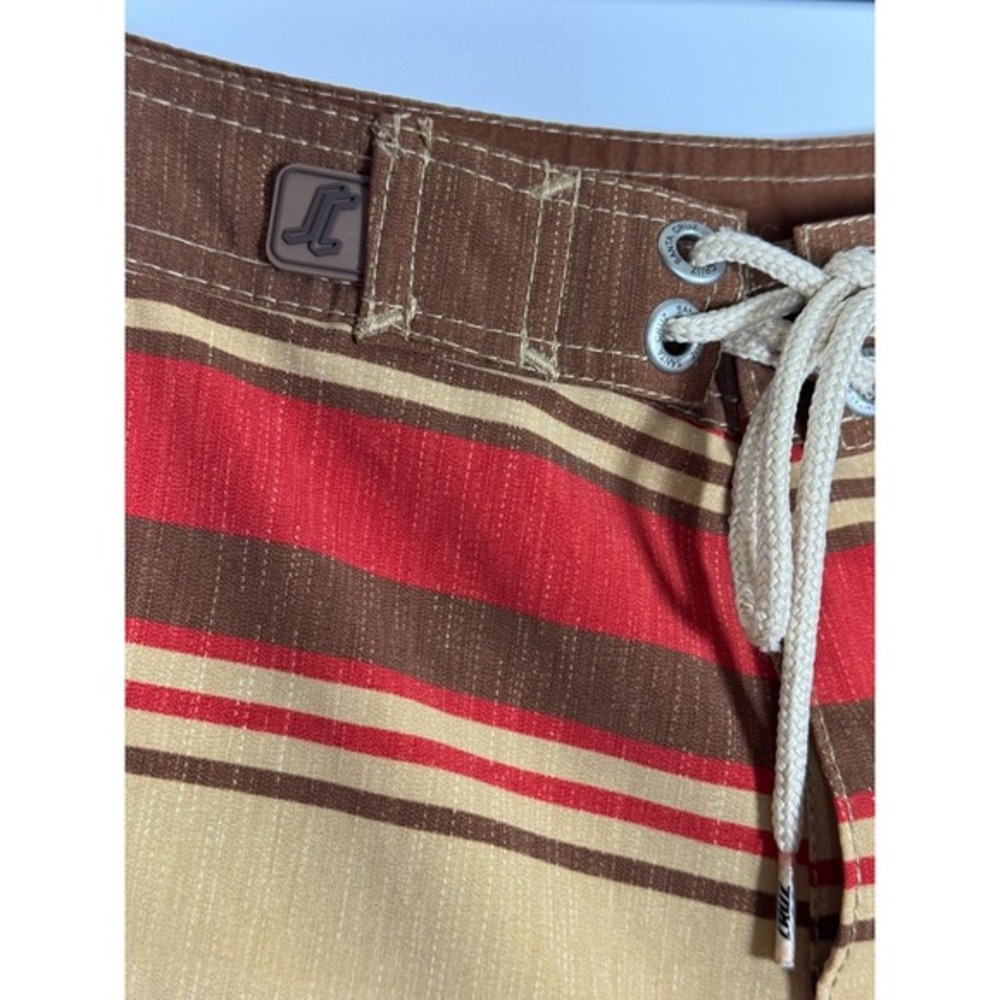 Santa Cruz Board Shorts Mens 36 Brown Red Tan Stripe Surf Swim Trunks Skate‎ - Picture 9 of 16
